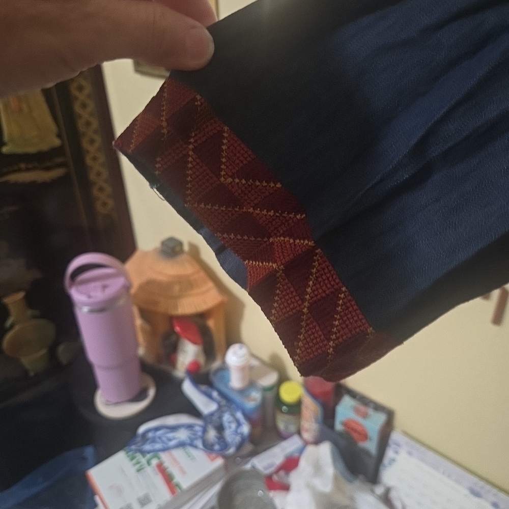 Boho Patchwork Maxi Jacket in Navy and Burgundy N… - image 4